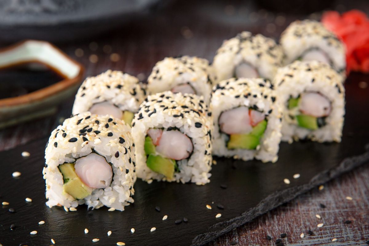 sushi with sesame seeds